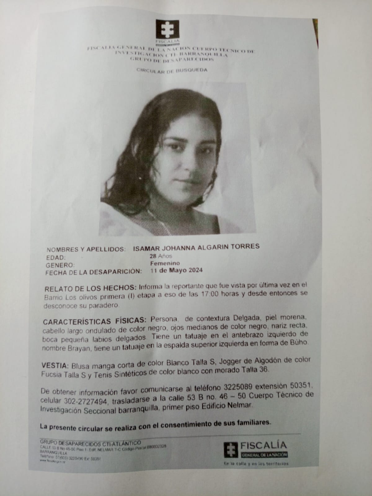 Denuncia desaparición