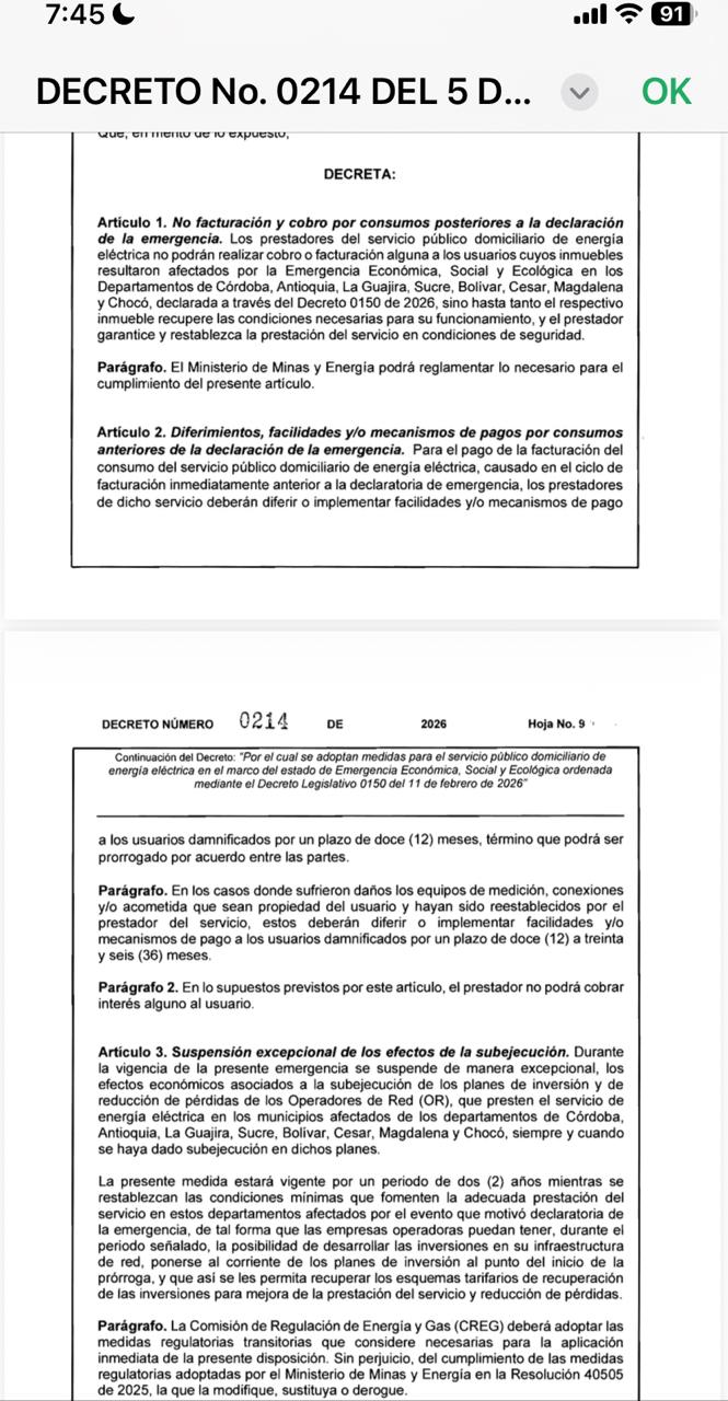 Gobierno decreta alivio en pago de energía para damnificados por lluvias 1 HCuo9RDaUAMS KN