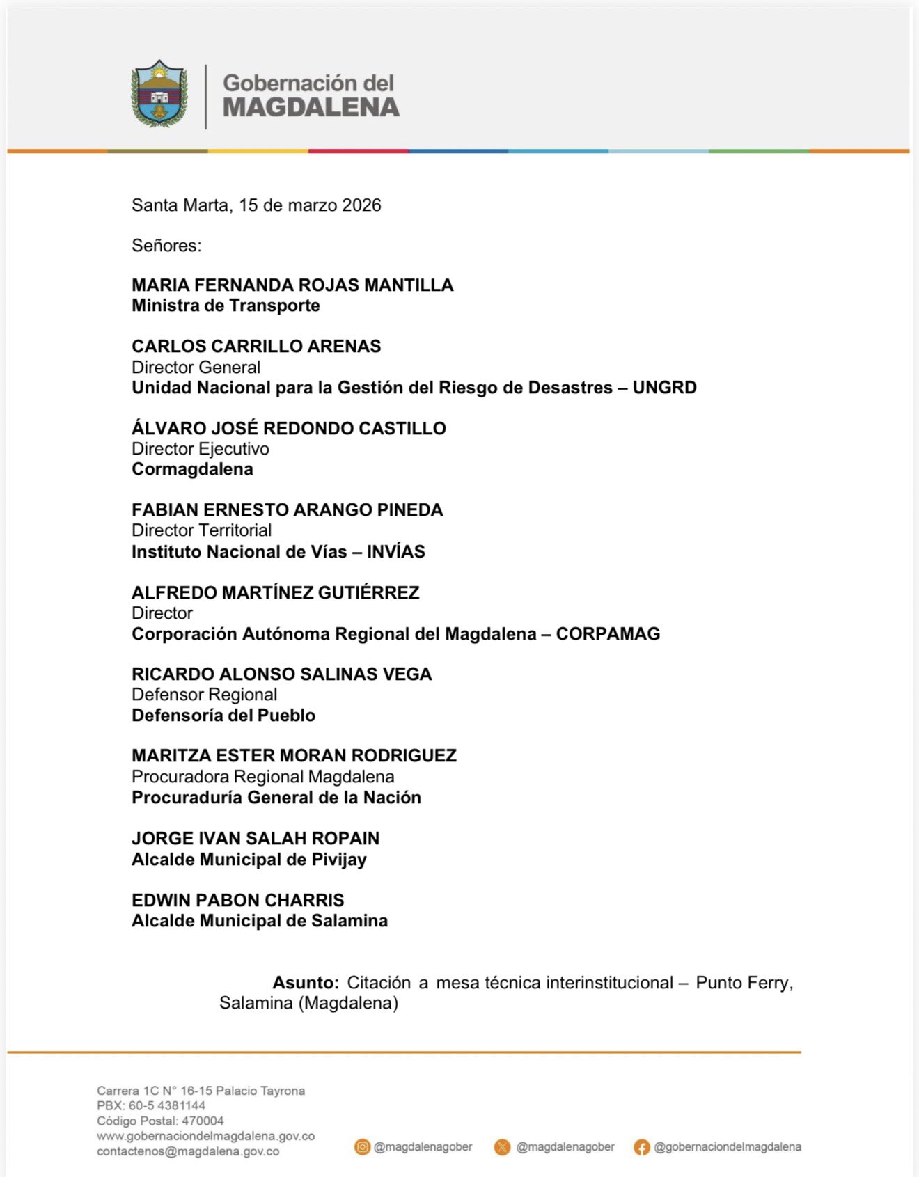 Gobernadora del Magdalena convoca mesa interinstitucional por crisis del ferry en la Subregión Río 1 HDiUNmRWsAA4a8G