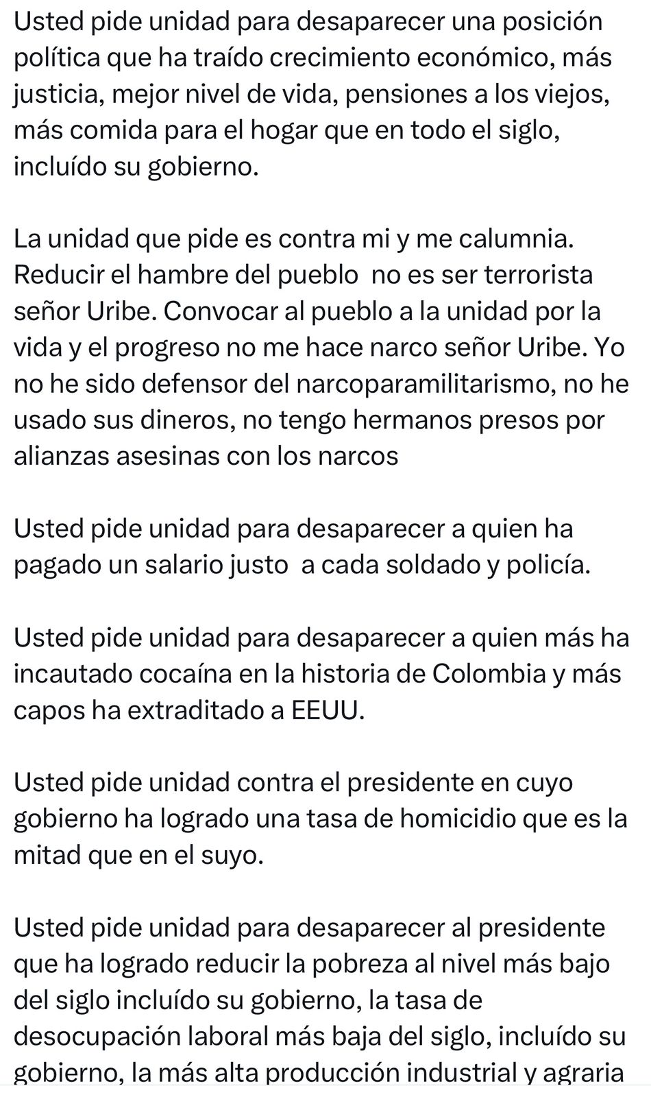 Petro responde con dureza a Uribe: “No me dejo engañar del disfraz, solo busca odio y venganza política” 1