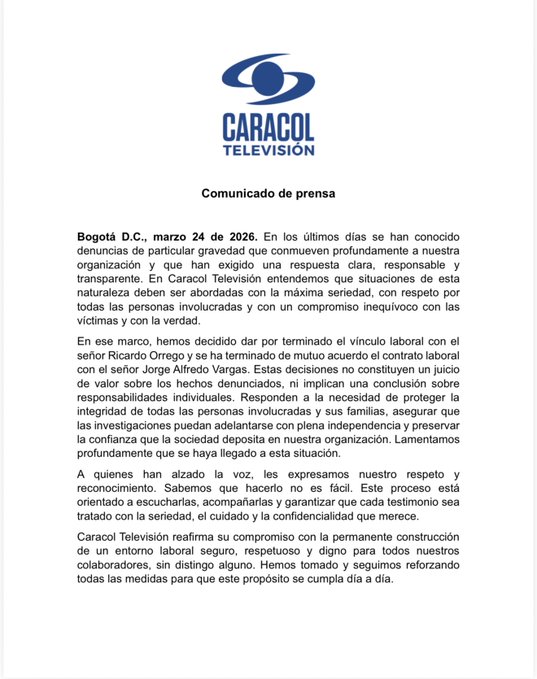 Sacude a Caracol: salen Ricardo Orrego y Jorge Alfredo Vargas, confirma Camila Zuluaga 2 HEM5tjIa0AAD9ng