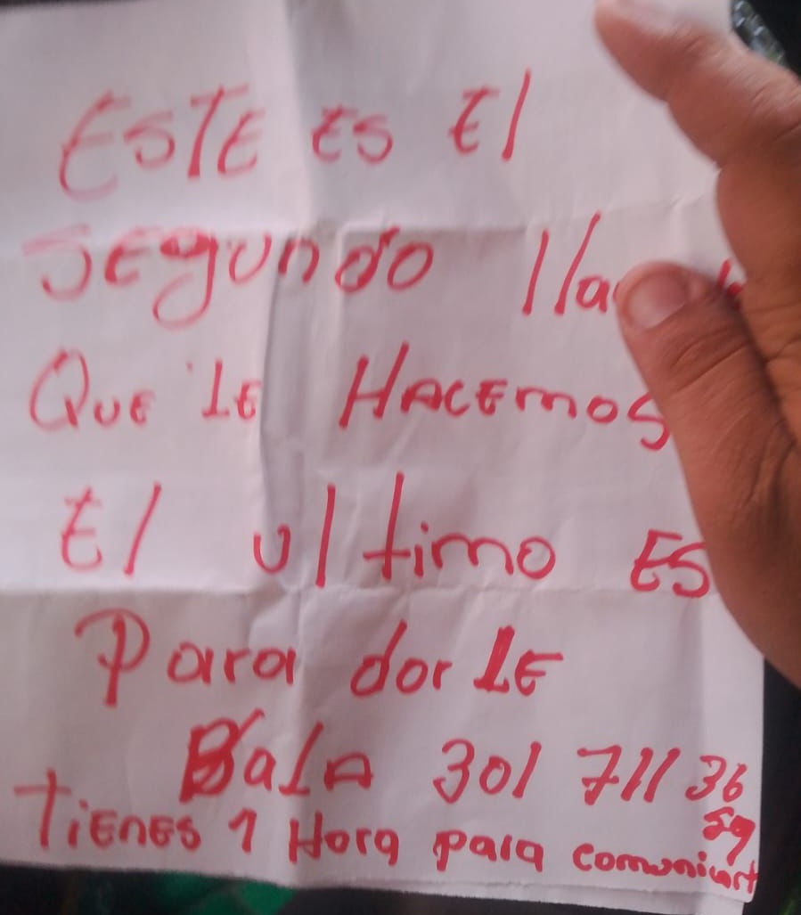 Segundo panfleto escrito a mano