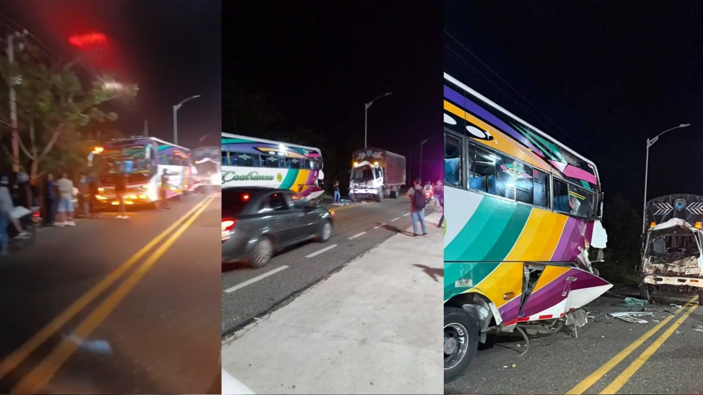 Fuerte choque entre bus y camión deja varios heridos en la vía La ...