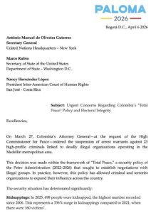 Paloma Valencia pide a ONU y EE. UU. vigilancia internacional por riesgo de presión electoral en Colombia 1 HFOrc8UWcAA3lFO