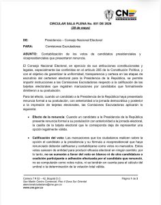 Circular del Consejo Nacional Electoral