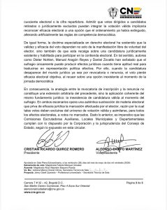 Circular del Consejo Nacional Electoral. 0