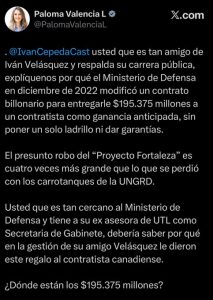 Paloma Valencia cuestiona a Iván Cepeda por giro anticipado en proyecto del MinDefensa 1 HIrfTJrWEAEKwTx