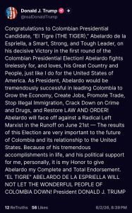 Trump entra en la campaña colombiana: anuncia respaldo total a Abelardo De La Espriella para la segunda vuelta 1 d30b146d d20c 483f 81a1 89bd901b304a