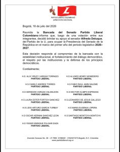 Partido Liberal se suma a Alfredo Deluque y define su apoyo para la Presidencia del Senado 1 HNjPwLTWkAAjIgE