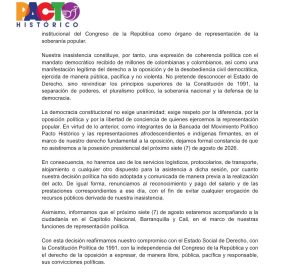 Pacto Histórico no asistirá a la posesión de De la Espriella y anuncia actos paralelos en Bogotá, Barranquilla y Cali 3 HPCztxNXAAEeqqV 1