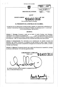 Rodrigo Lara queda al frente de la UNP de manera temporal mientras Gobierno define nuevo director 1 HPc2RvUXwAA0B V