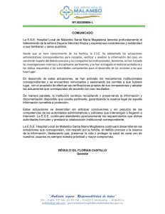 Hospital de Malambo abre investigación por la muerte de Dayana Sánchez 1 Comunicado E.S.E. local de Malambo 1