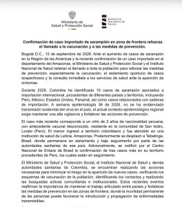Confirman nuevo caso importado de sarampión en Amazonas: ya son 15 en Colombia durante 2026 1 HSTQ8qJW0AECkVD