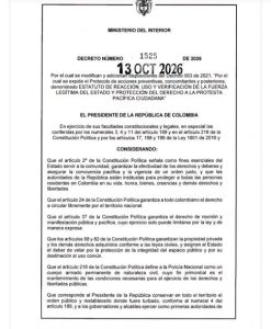 Decreto 1525: Gobierno de De La Espriella cambia las reglas de las protestas y amplía facultades de la Policía 1 848352707 1833499321170943 2789857463163248972 n
