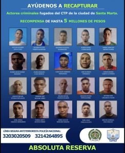 ¡Una supuesta enfermedad abrió la puerta a la fuga de 41 presos en Santa Marta! 1 Cartel 1 de los fugados