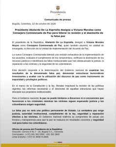 Viviane Morales llega a la Consejería de Paz con la misión de desmontar la “falsa paz” 1 HVUPIUjXUAEFEmp